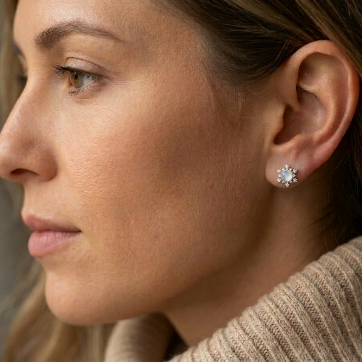 North Star White Jade Earrings