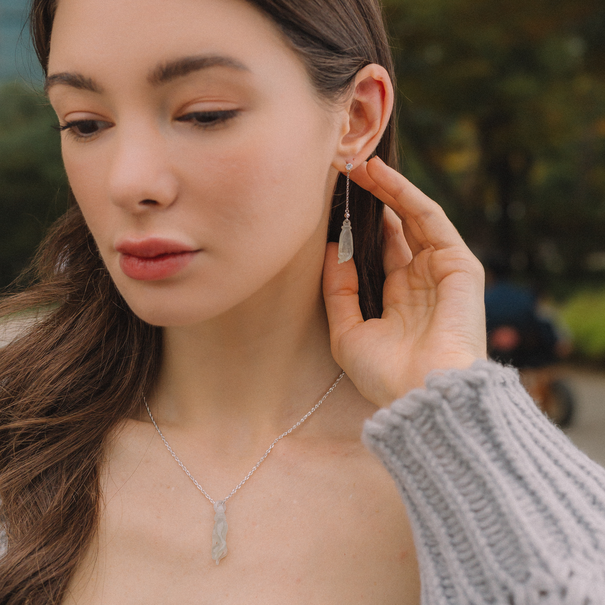 Natural White Jade Buddha’s Hand Pendant