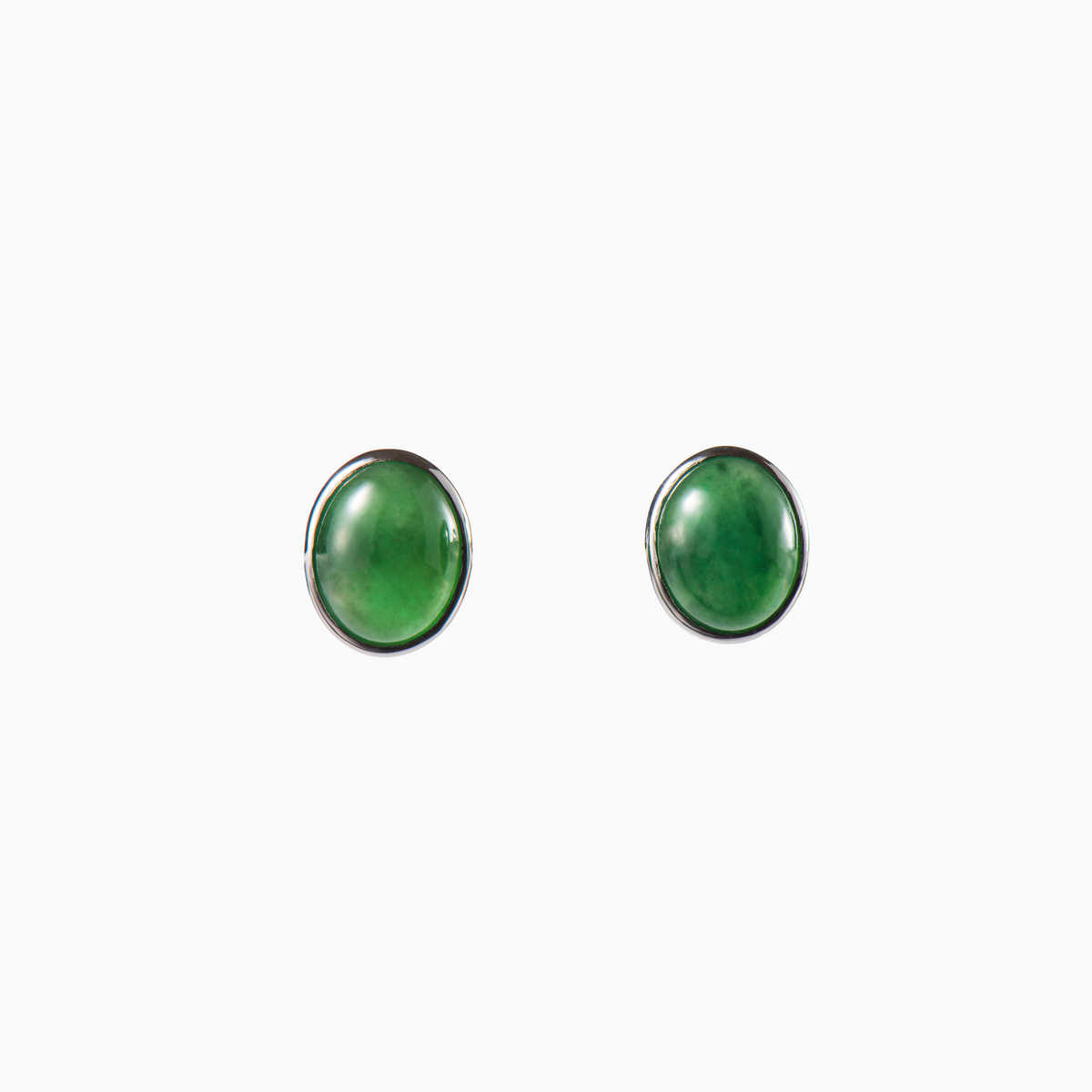 Green Cabochon Jade Earrings