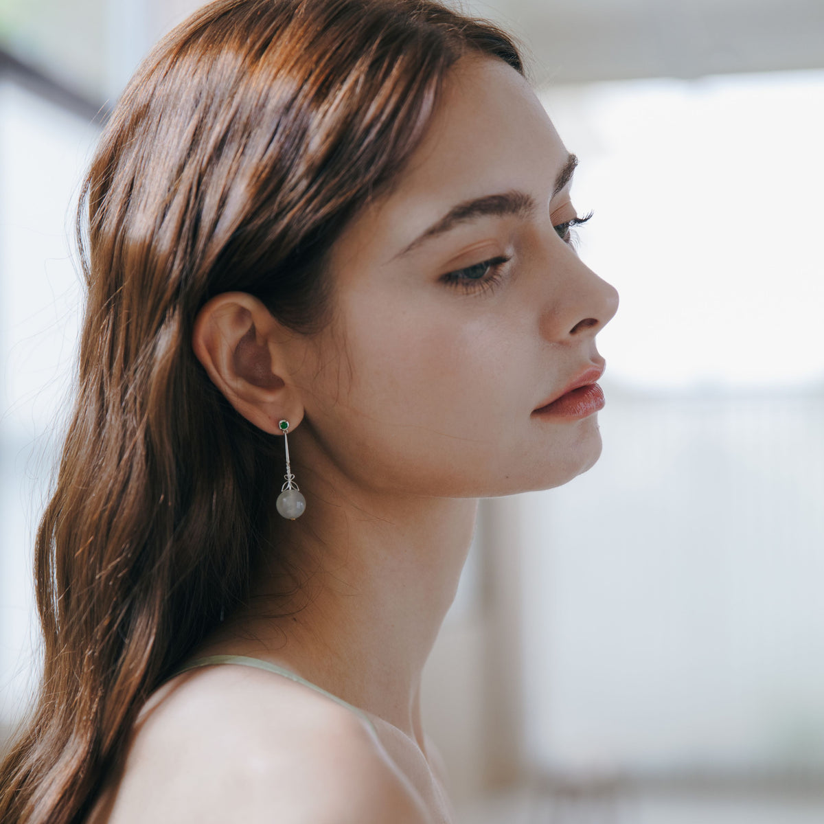 Icy Jadeite Earrings with diamonds