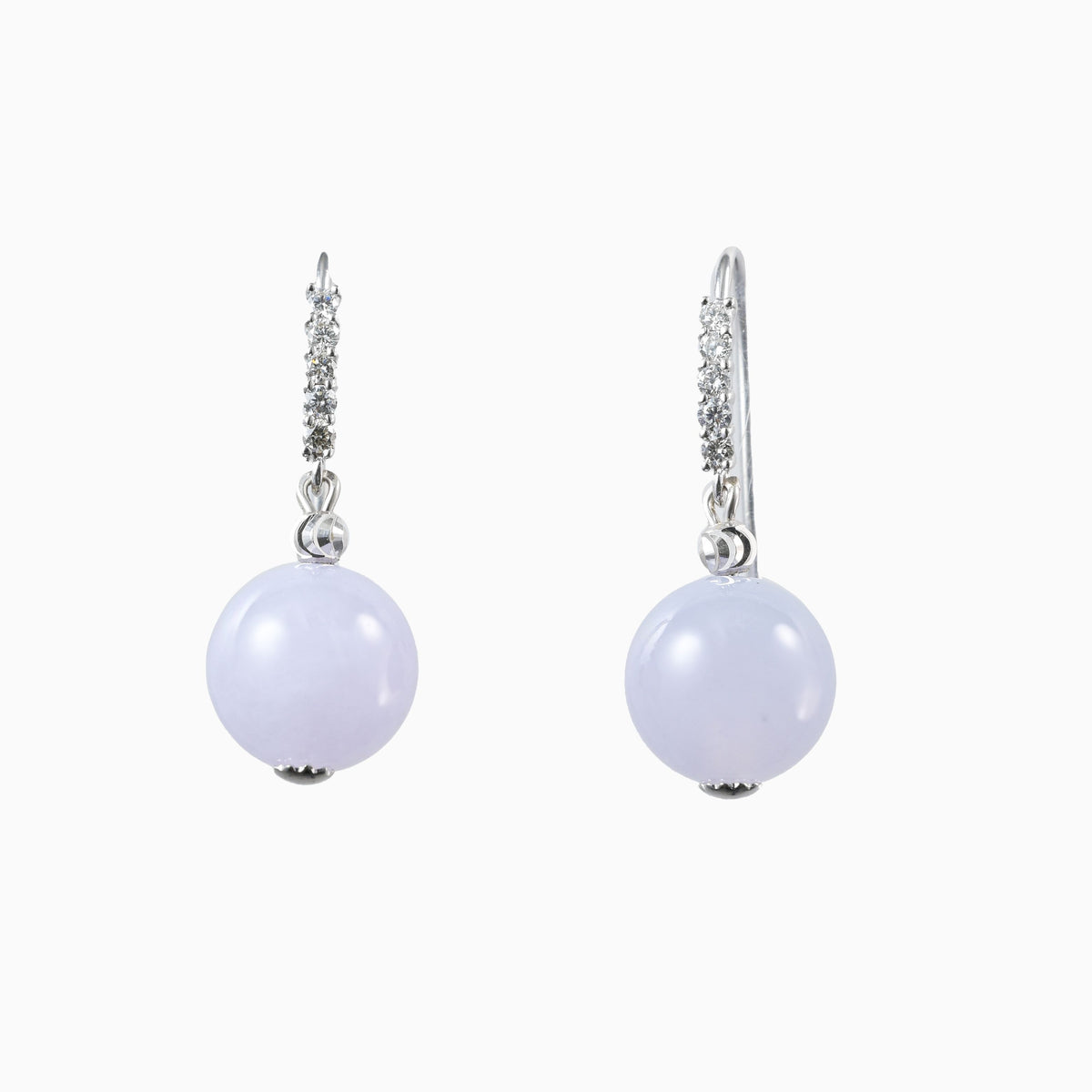 Lavender Jadeite Earrings with Diamonds