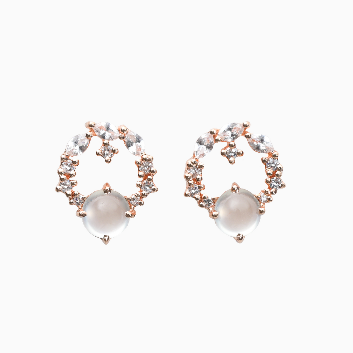 White Jade Floral Wreath Diamond Earrings
