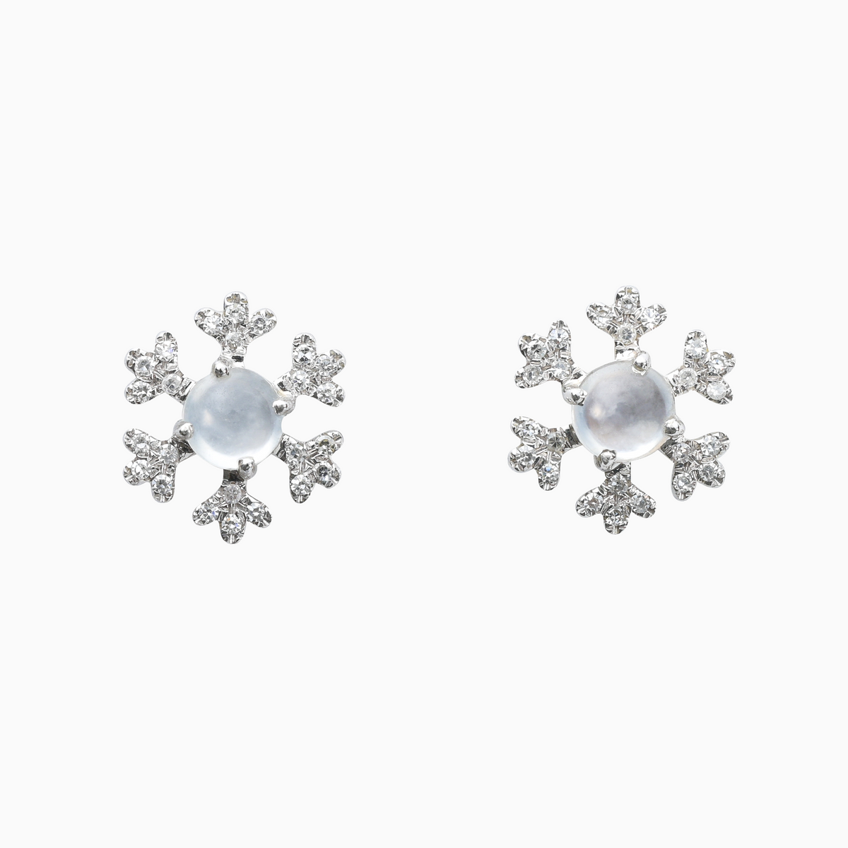 Snowflake White Jadeite Diamond Earrings