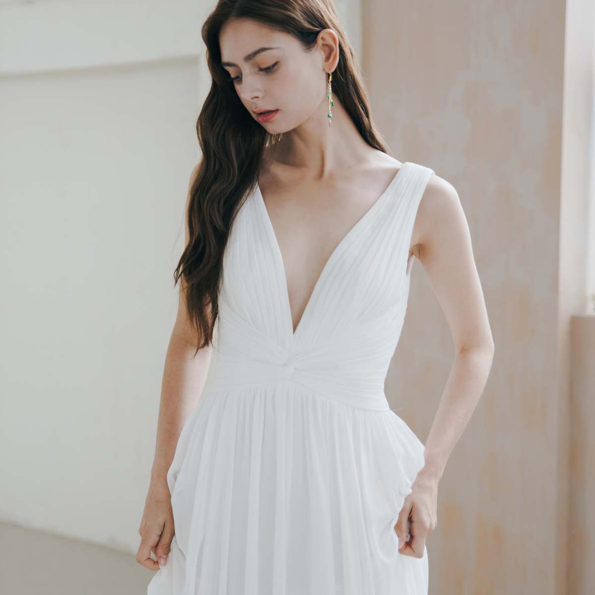 Green Jadeite Earrings with Tassels