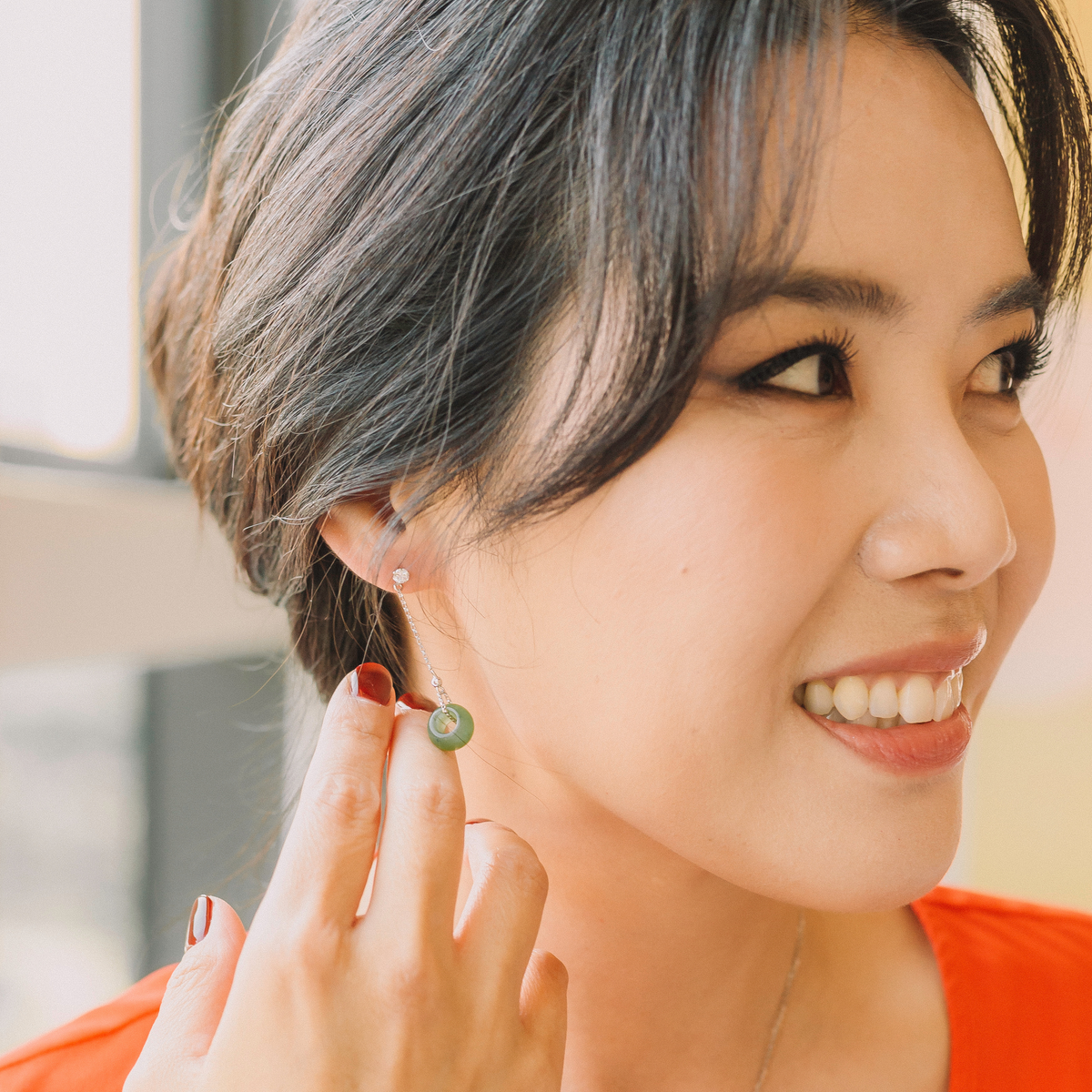 Jadeite Earrings with Diamonds