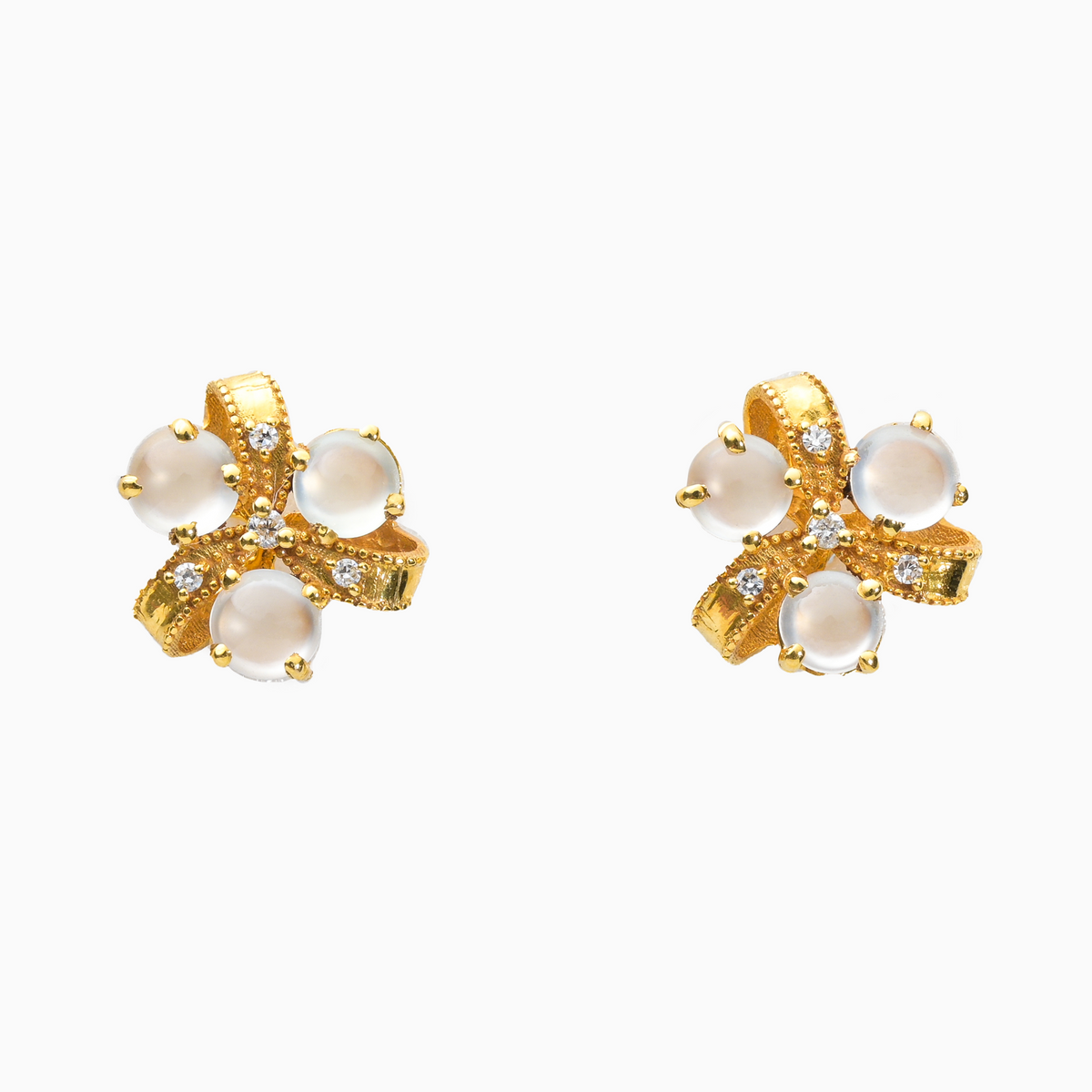 Silken White Jadeite Diamond Earrings