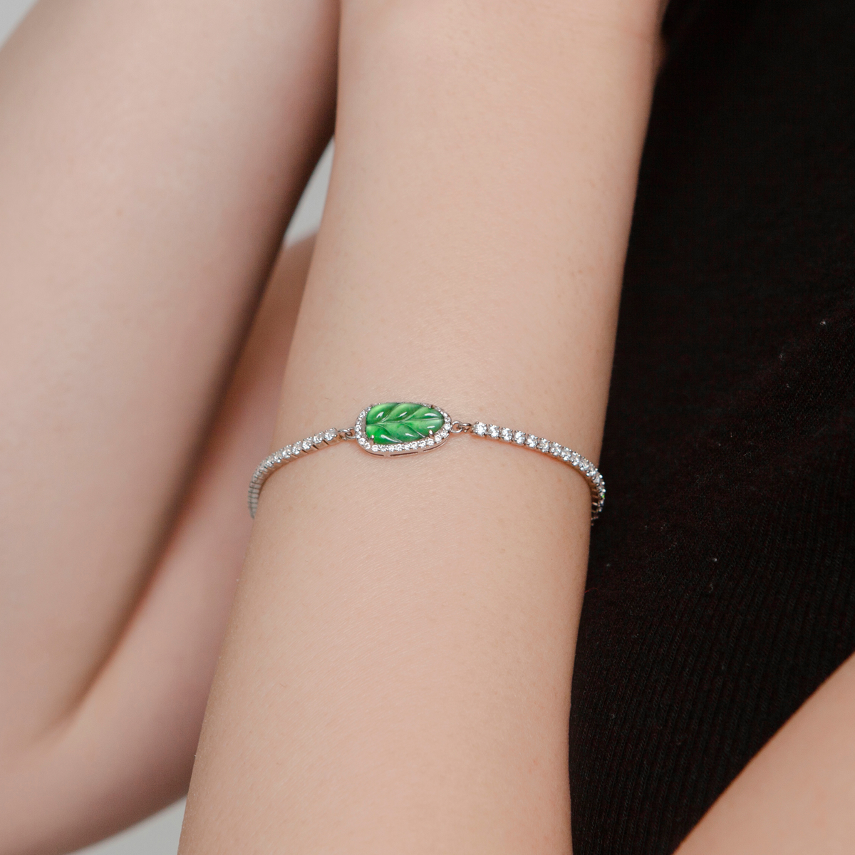 Green Jade Leaf Bracelet