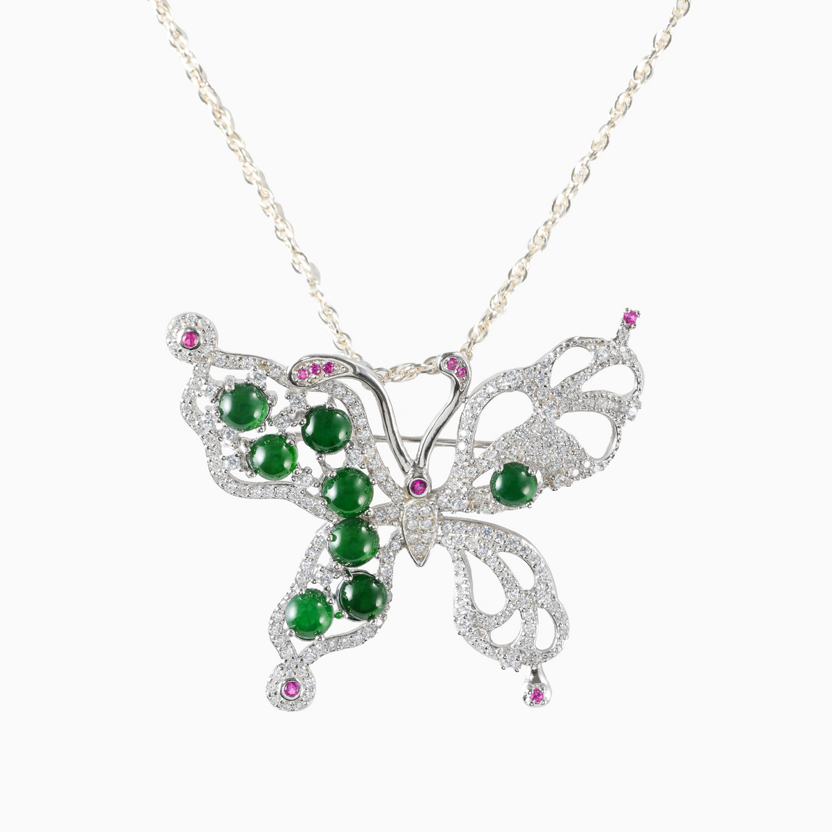 Graceful Butterfly 2 in 1 Jadeite Pin