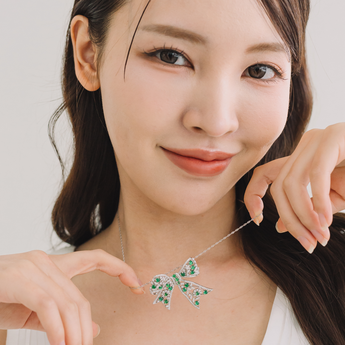 Luminous Green Ribbon 2 in 1 Jadeite Pin