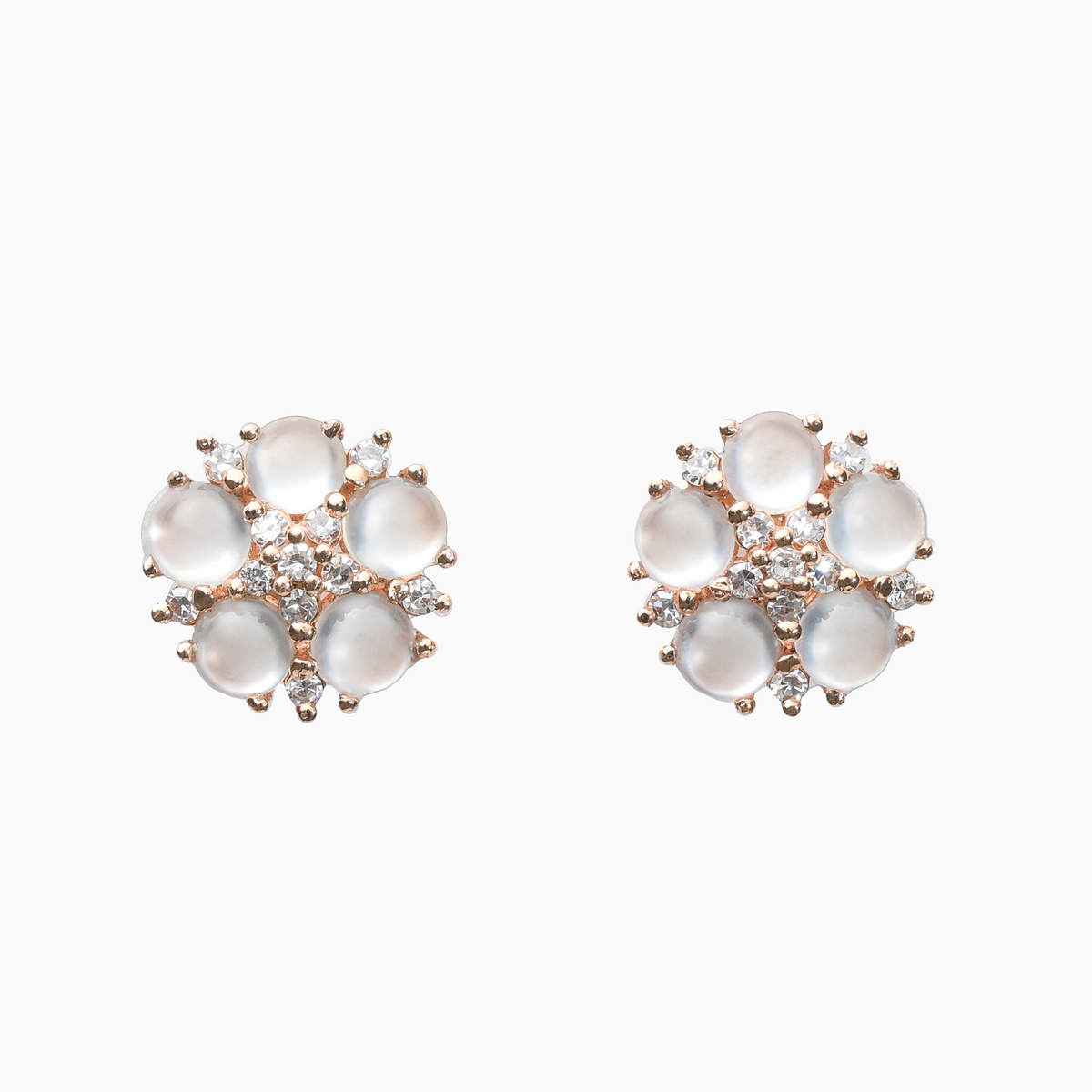 Winter Blossom White Jadeite Diamond Earrings
