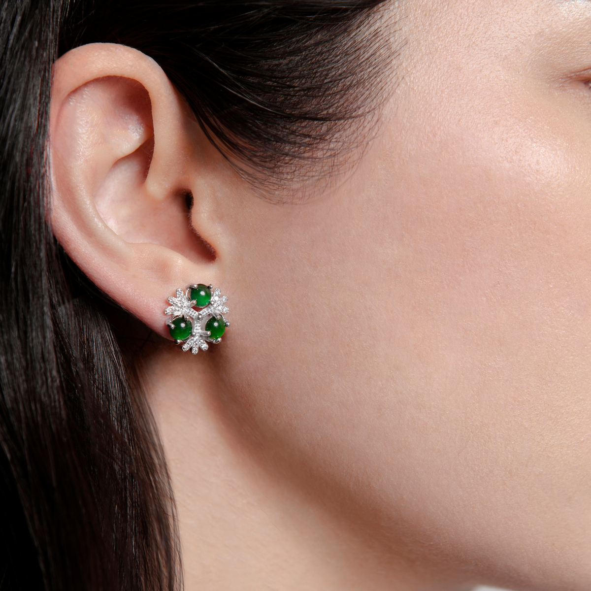 Winter Green Sparkle Jade Earrings