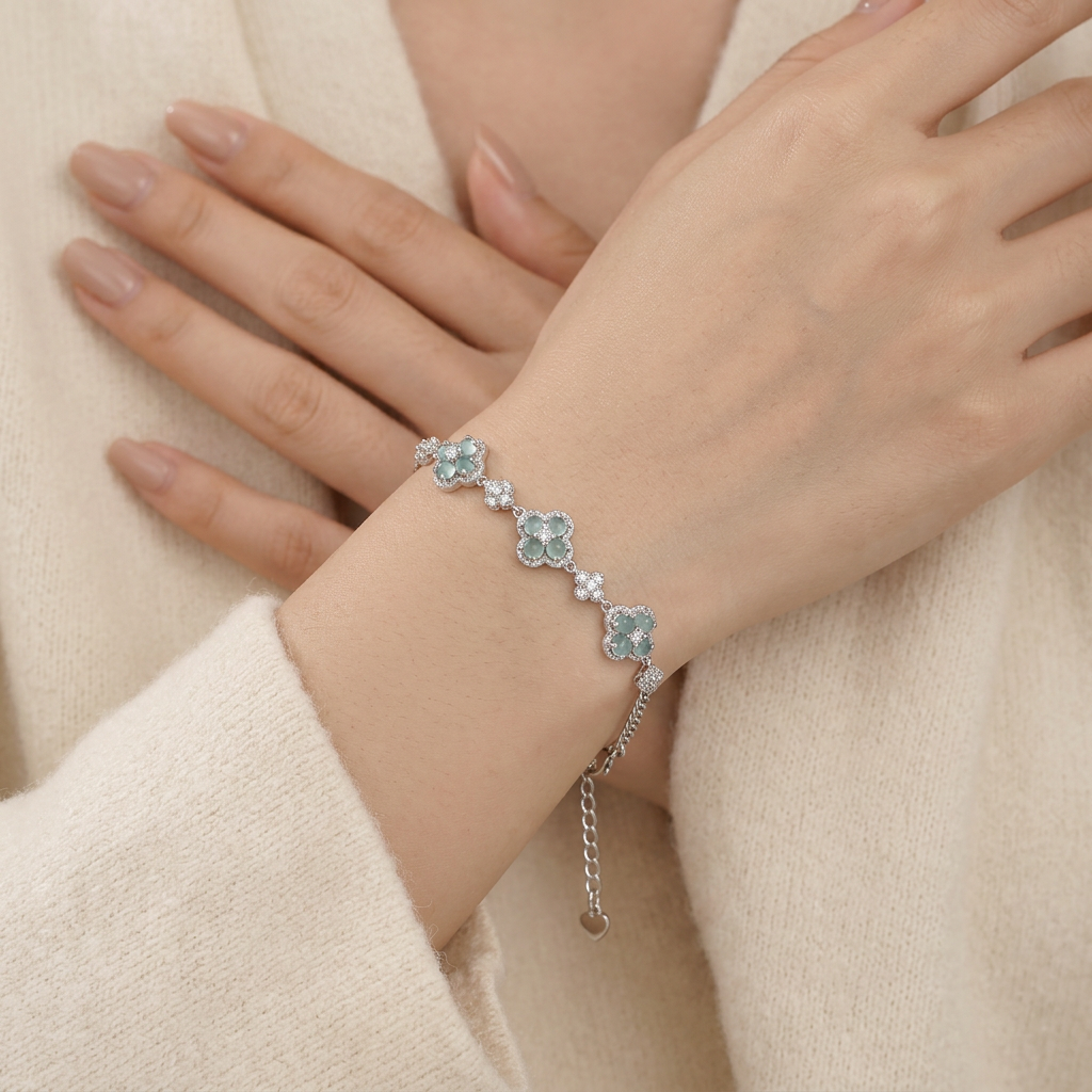 Misty Blossom White Jade Bracelet