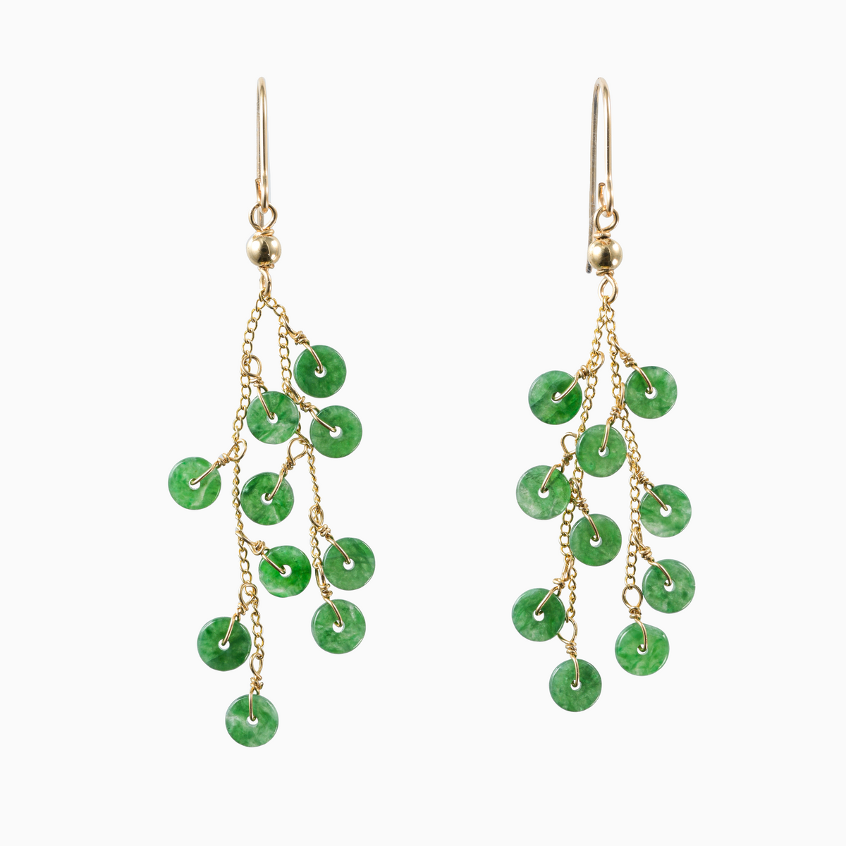 Green Jadeite Earrings with Tassels