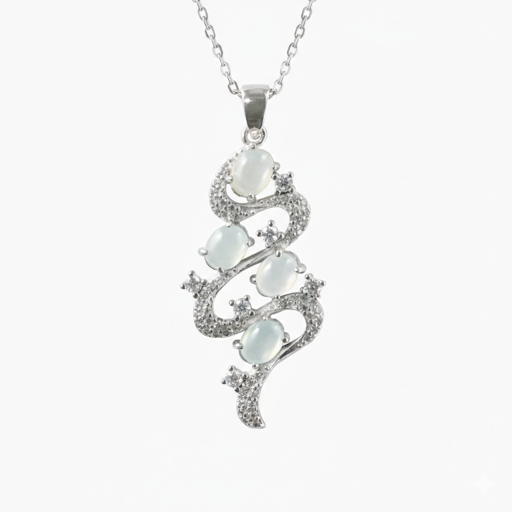 Flow of Abundance · White Jadeite Pendant