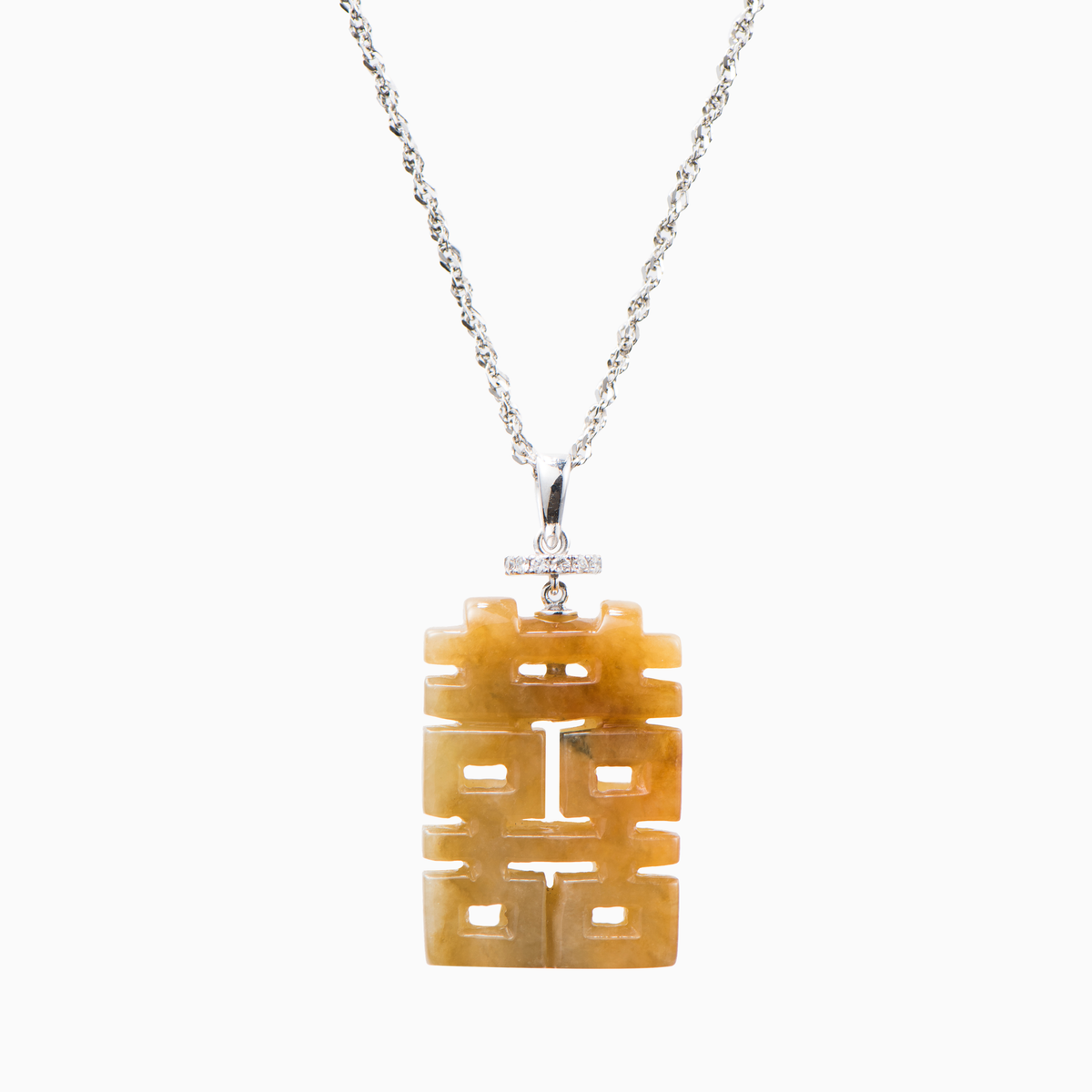 Yellow Jade Double Happiness Pendant