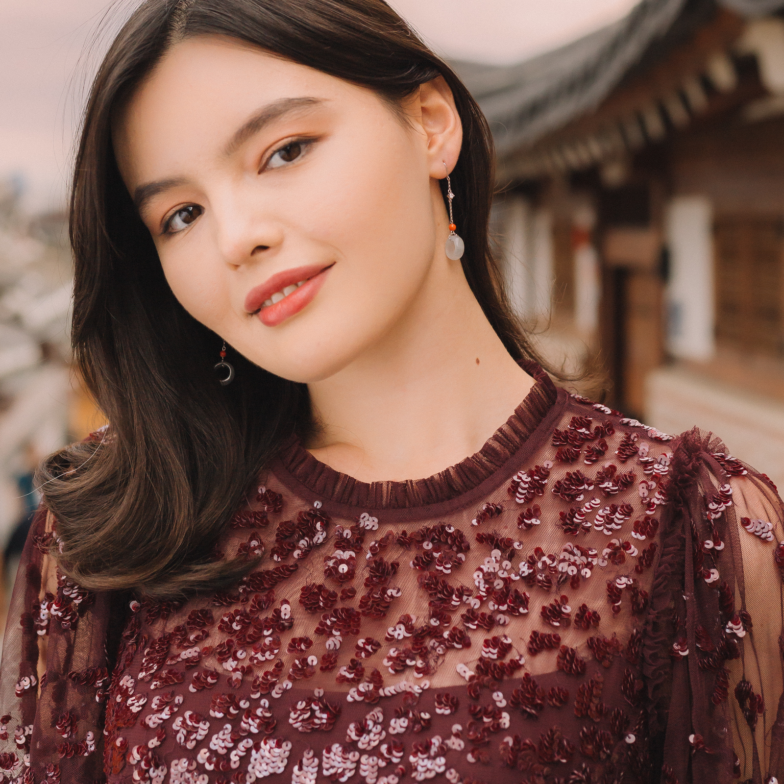 Elegant white jade earrings