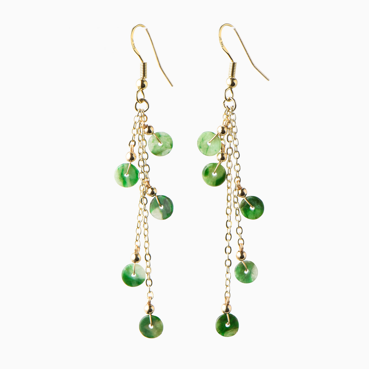 Green Jadeite Earrings with Tassels