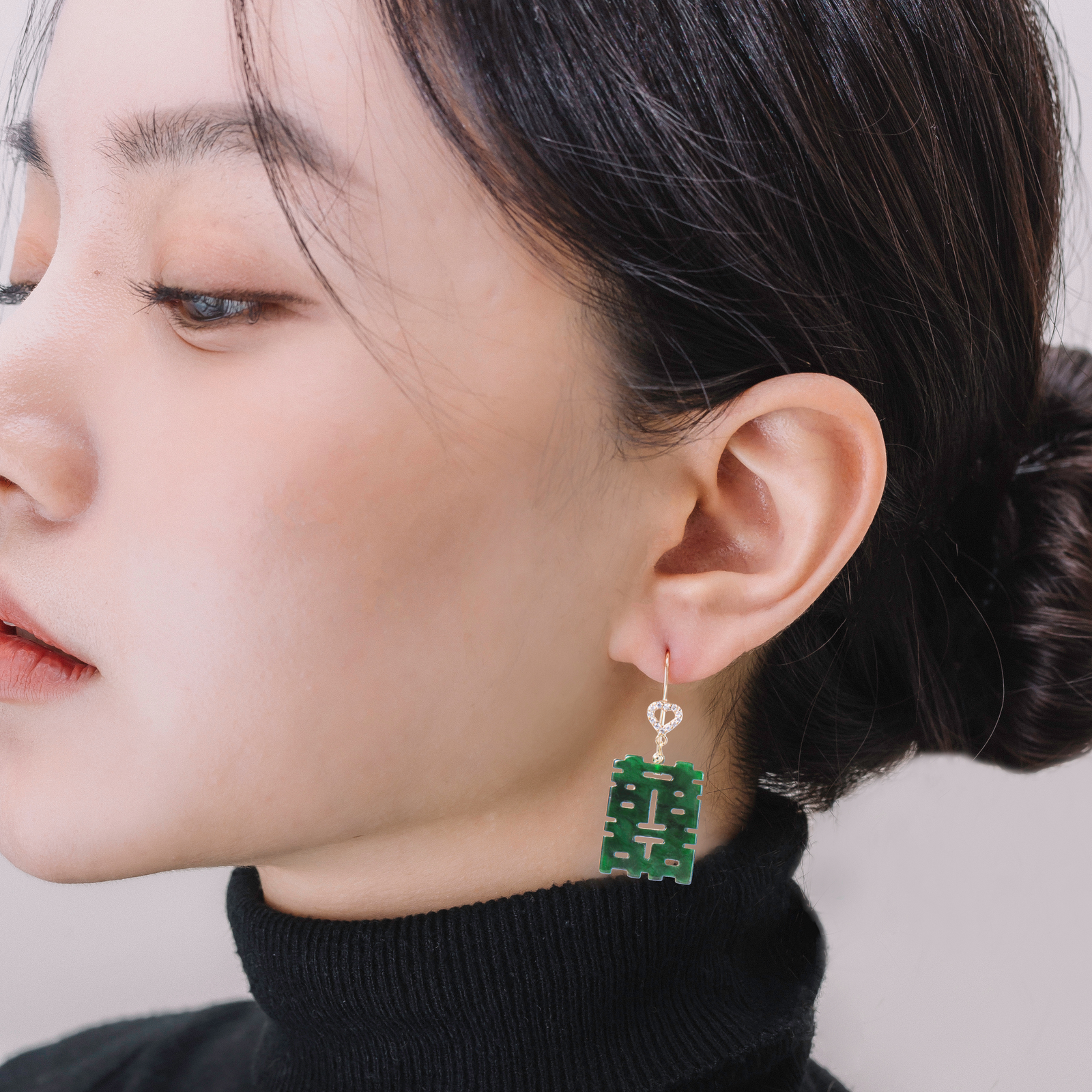 Happy green jadeite earrings for birthday wedding and anniversary