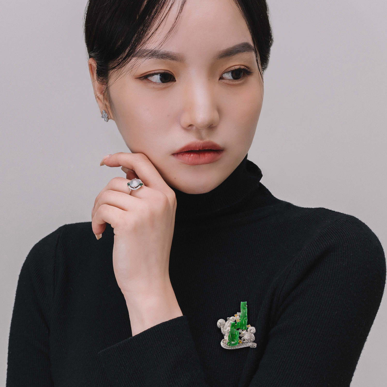 Jade Brooch named "Lucky Rats"