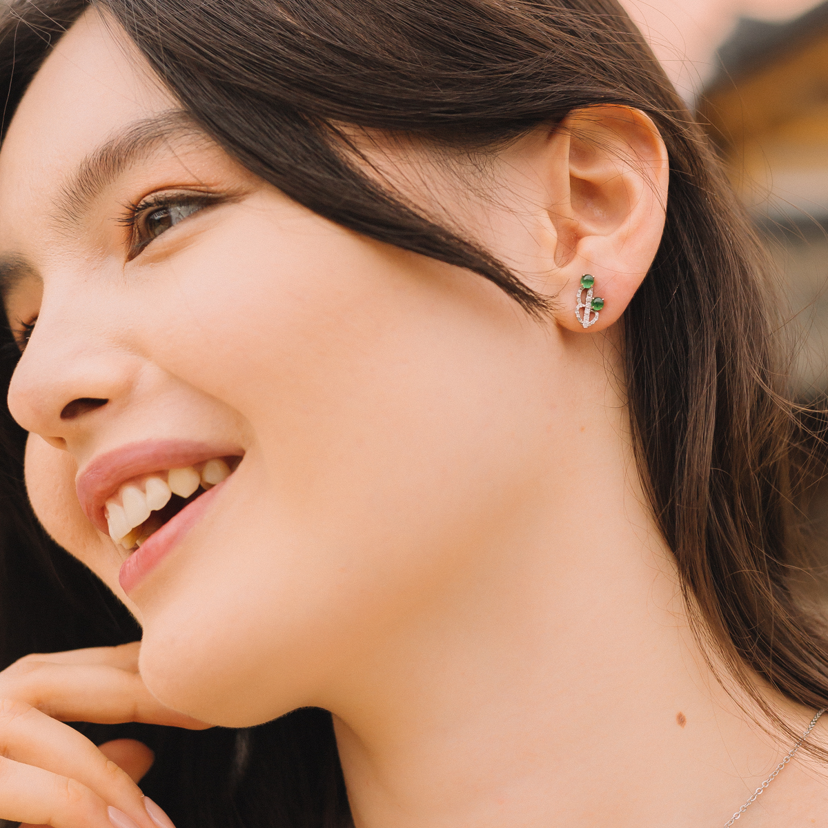 Jade stud earrings deals gold