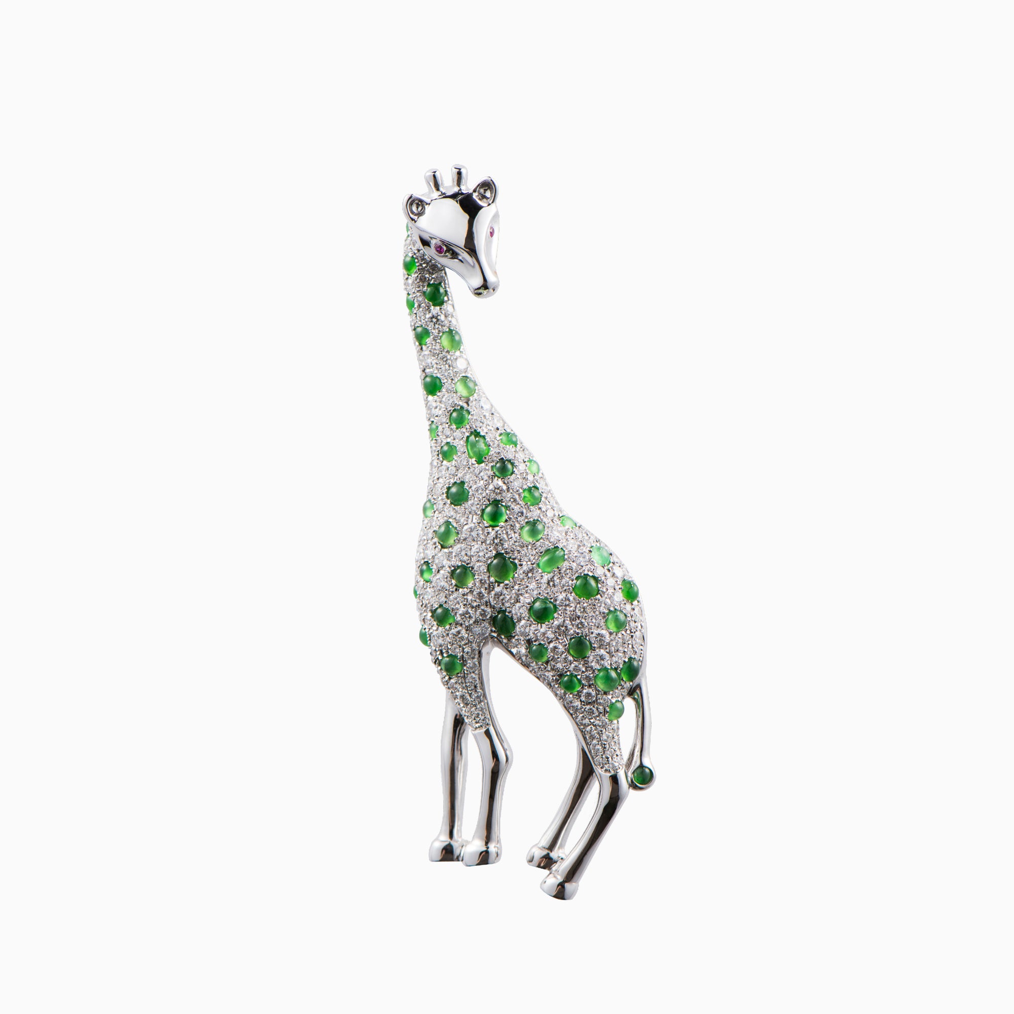 Jade Brooch named "Gazing Giraffe"
