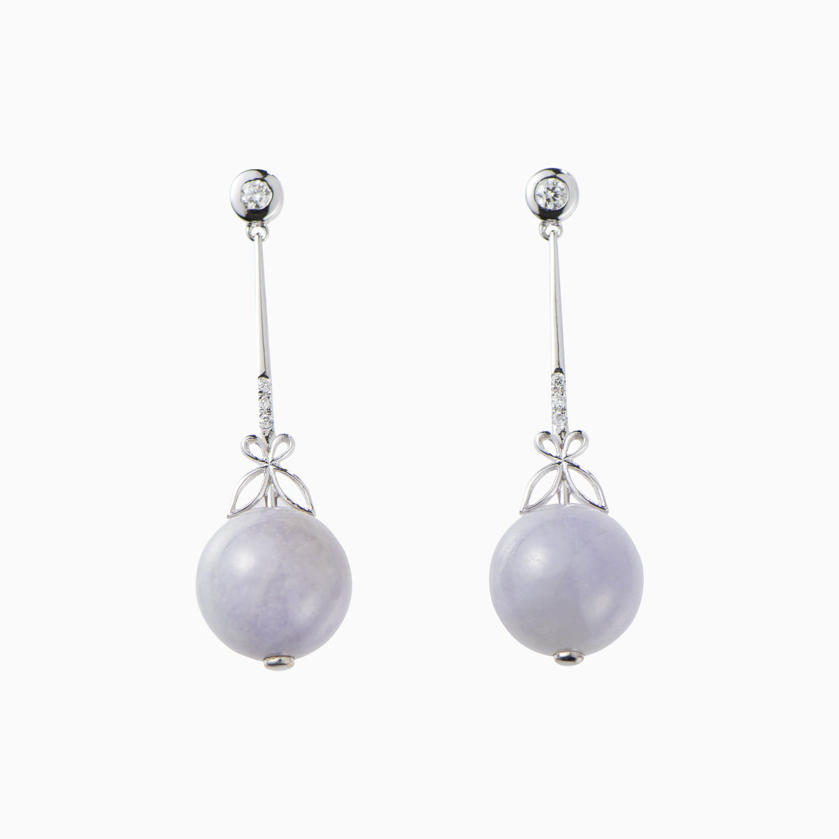 Lavender Jadeite Earrings with diamonds