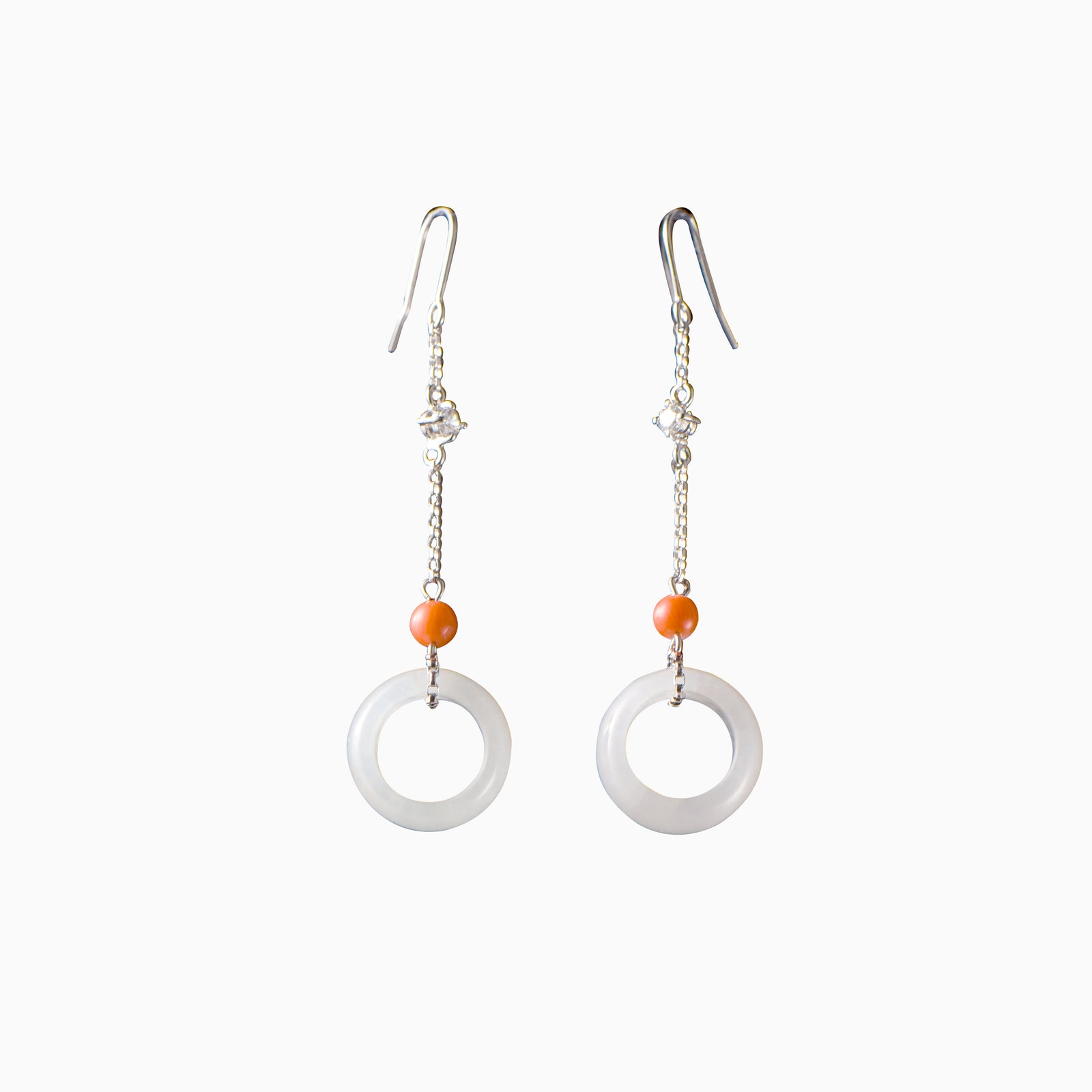 Elegant white jade earrings