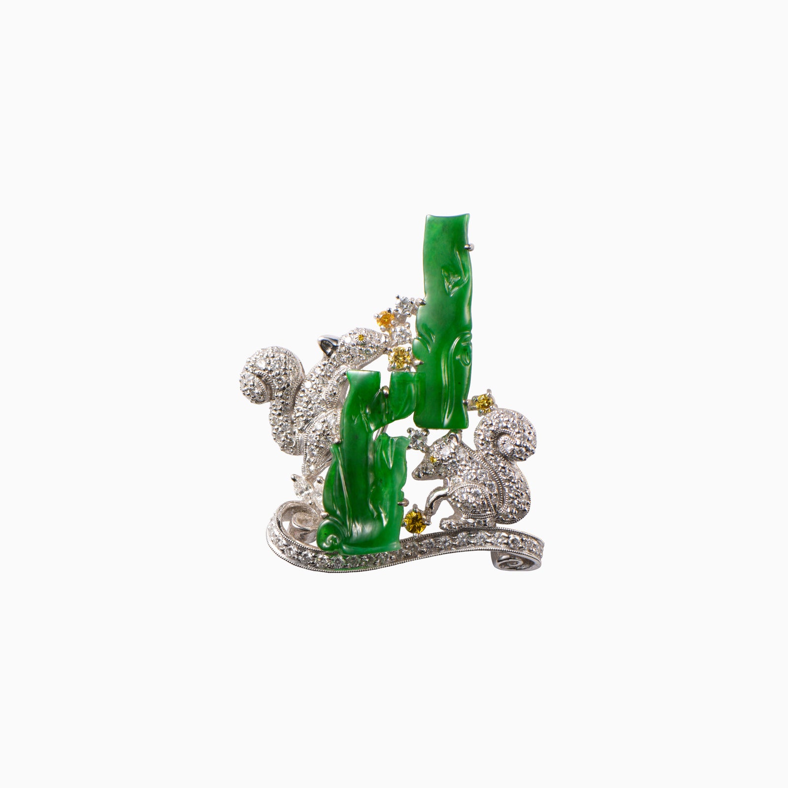 Jade Brooch named "Lucky Rats"