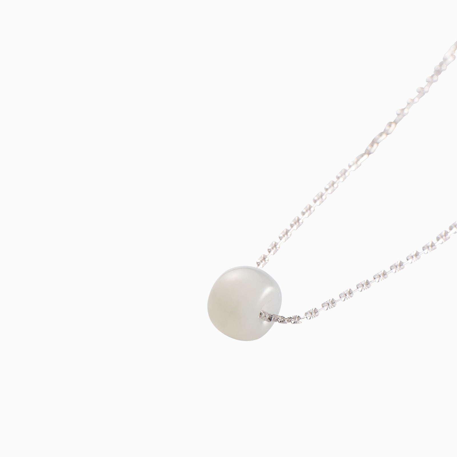 Simple white jade barrel necklace