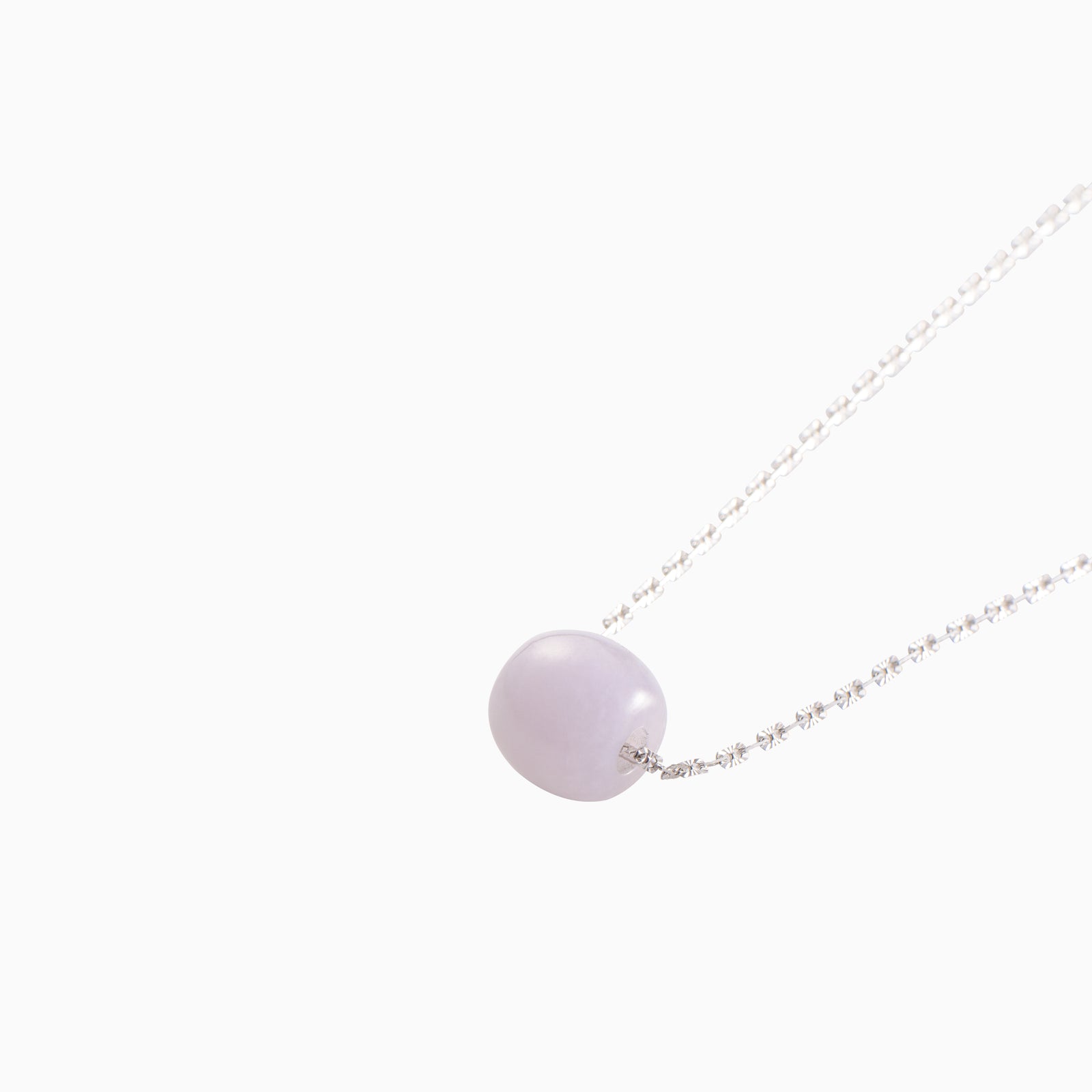 Lavender jade barrel pendant on silver chain