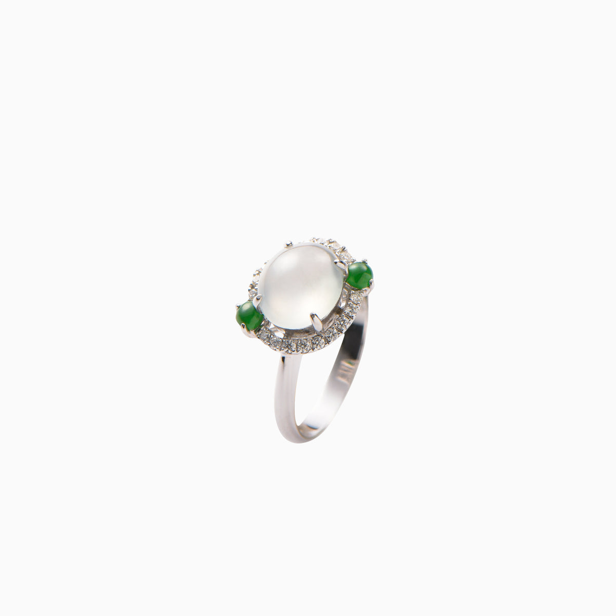 Icy Jadeite Ring with Diamonds