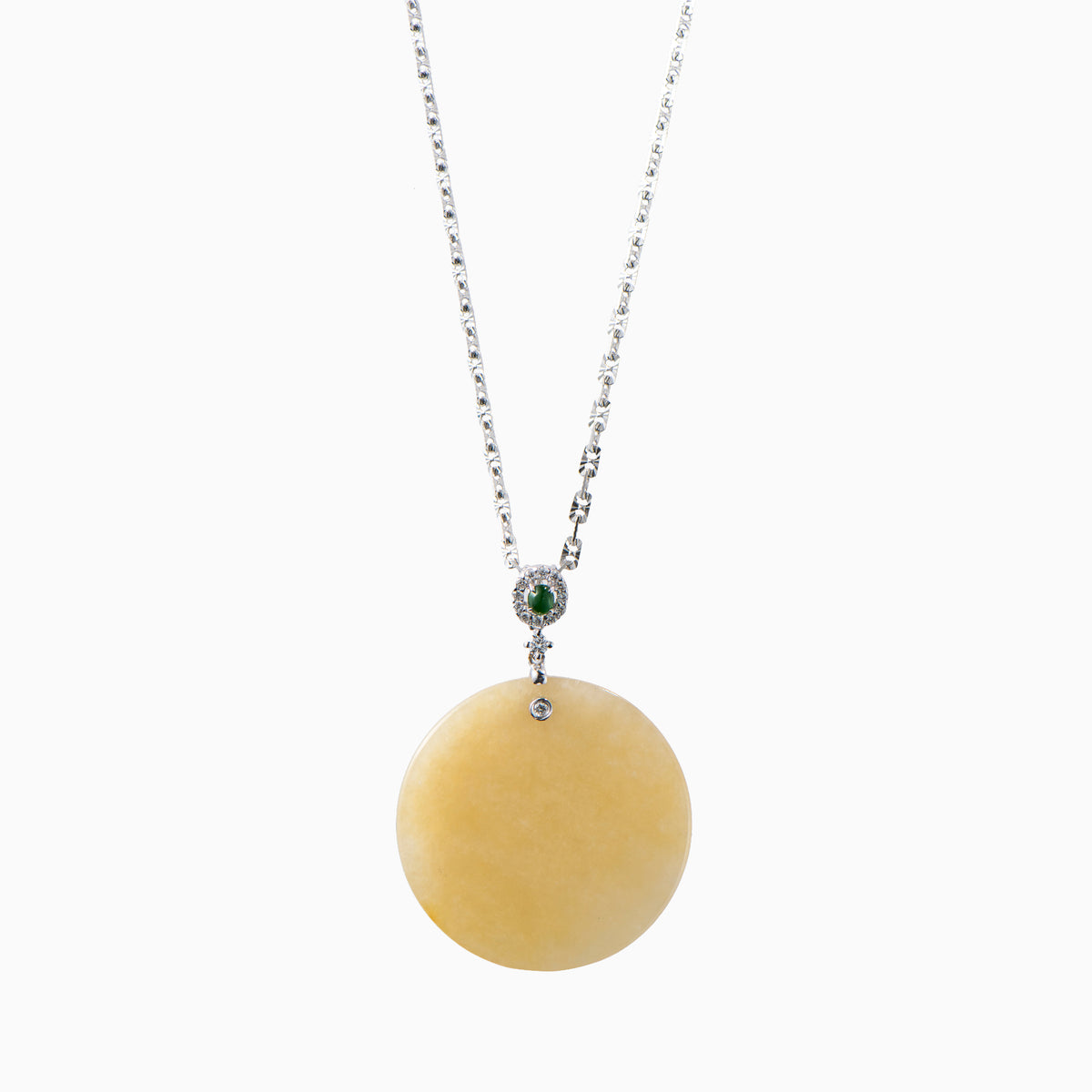 Champagne yellow jade circular pendant