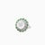 A stylish white jade ring called "Aura" surrounded by diamonds and green jade