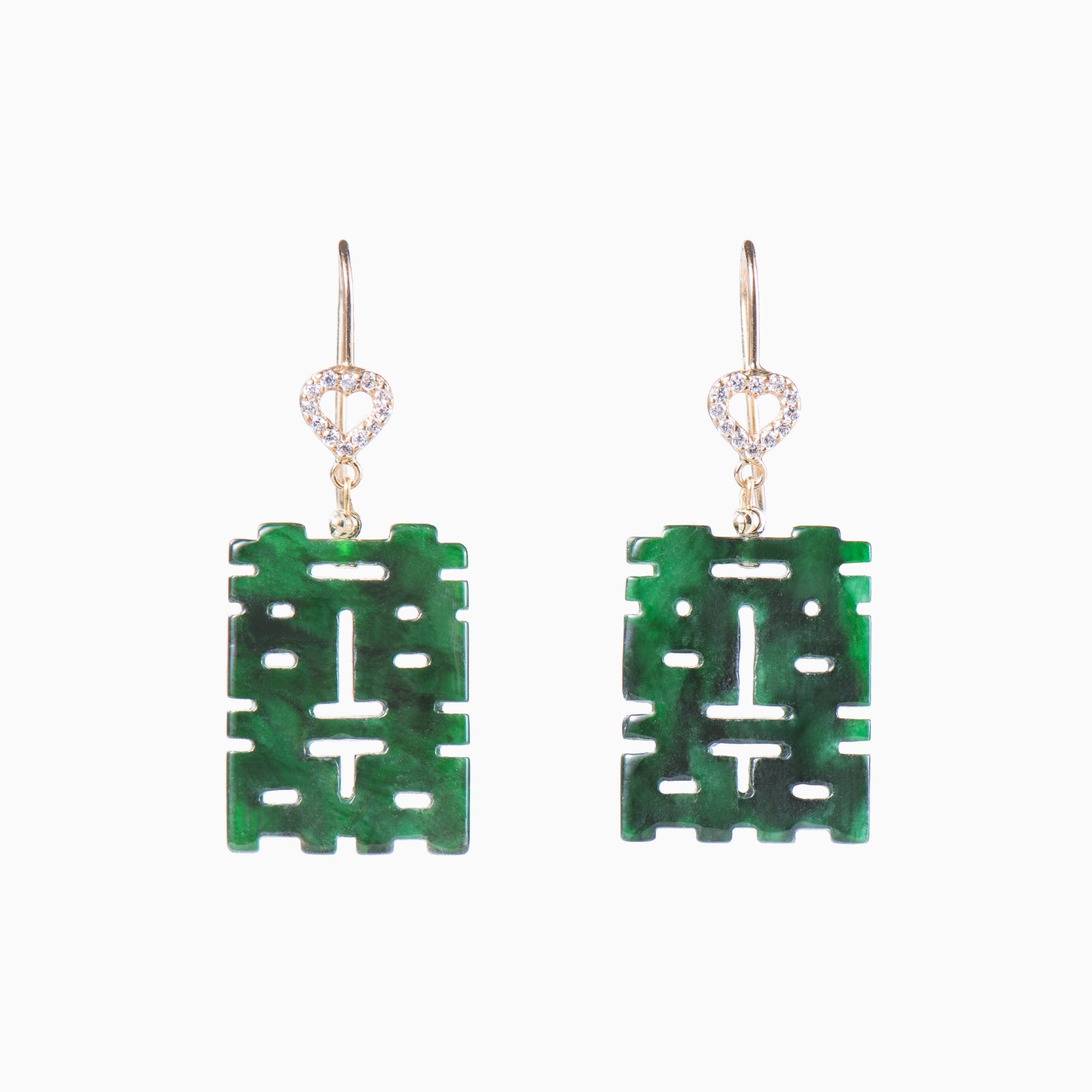 Happy green jadeite earrings for birthday wedding and anniversary